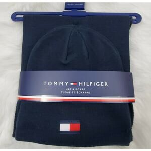 Tommy Hilfiger Navy Logo Beanie Scarf Set
